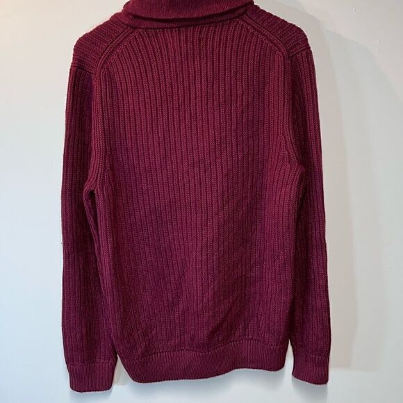NWT Duluth Trading Co High Neck Infantry Maroon Sweater Cotton Wool Blend Mens M - Picture 3 of 8